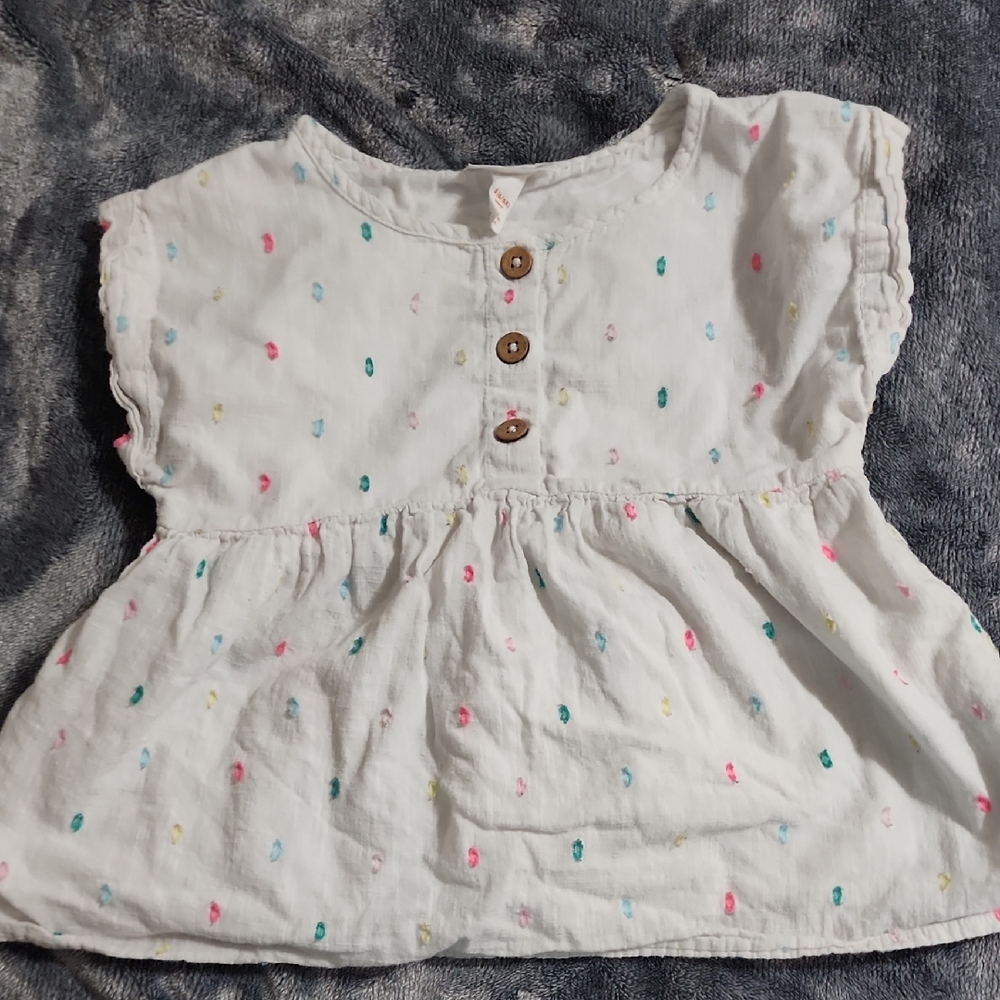 Cat & Jack White Blouse with Colorful Dots